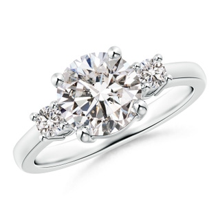 7.8mm IJI1I2 Prong-Set Round 3 Stone Diamond Ring in S999 Silver