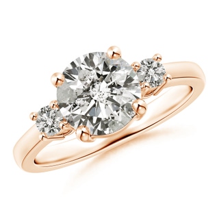 7.8mm KI3 Prong-Set Round 3 Stone Diamond Ring in Rose Gold