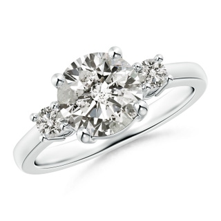 7.8mm KI3 Prong-Set Round 3 Stone Diamond Ring in S999 Silver