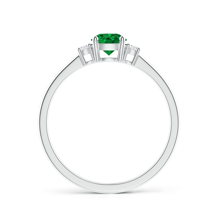 5mm AAAA Prong-Set Round 3 Stone Emerald and Diamond Ring in 18K White Gold side 199