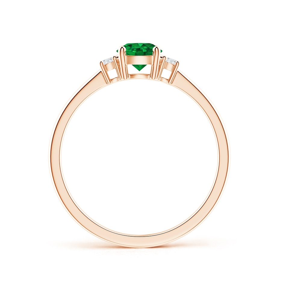 5mm AAAA Prong-Set Round 3 Stone Emerald and Diamond Ring in Rose Gold side 199