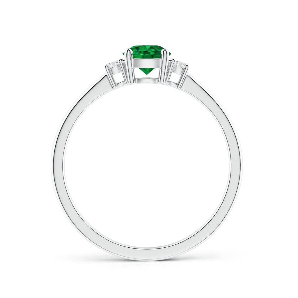 5mm AAAA Prong-Set Round 3 Stone Emerald and Diamond Ring in White Gold - side 199