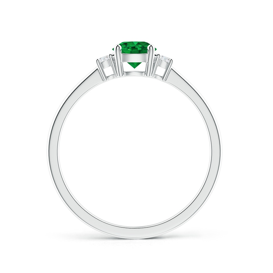 5mm AAAA Prong-Set Round 3 Stone Emerald and Diamond Ring in White Gold side 199