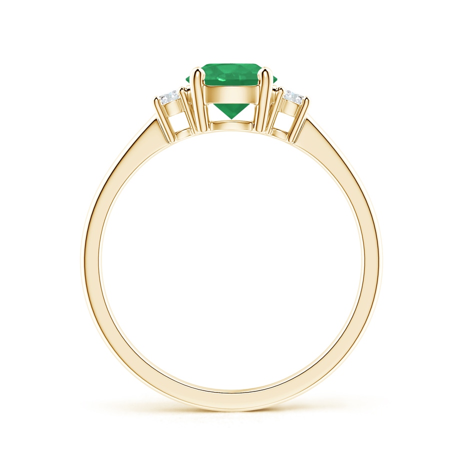 6mm A Prong-Set Round 3 Stone Emerald and Diamond Ring in Yellow Gold side 199