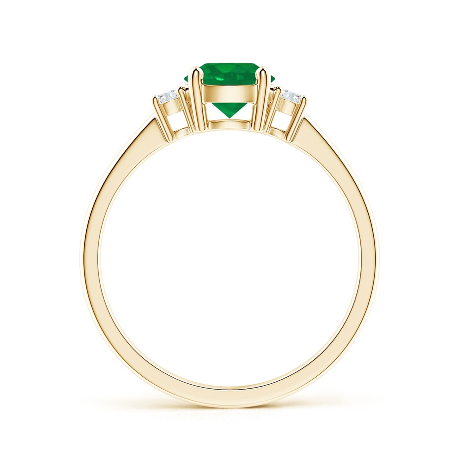6mm AA Prong-Set Round 3 Stone Emerald and Diamond Ring in Yellow Gold side 199