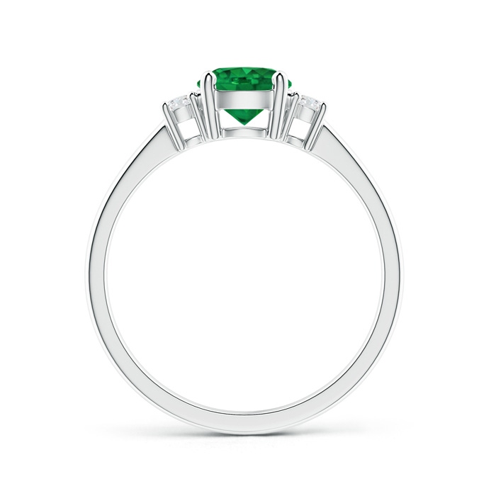 6mm AAA Prong-Set Round 3 Stone Emerald and Diamond Ring in P950 Platinum Side-1