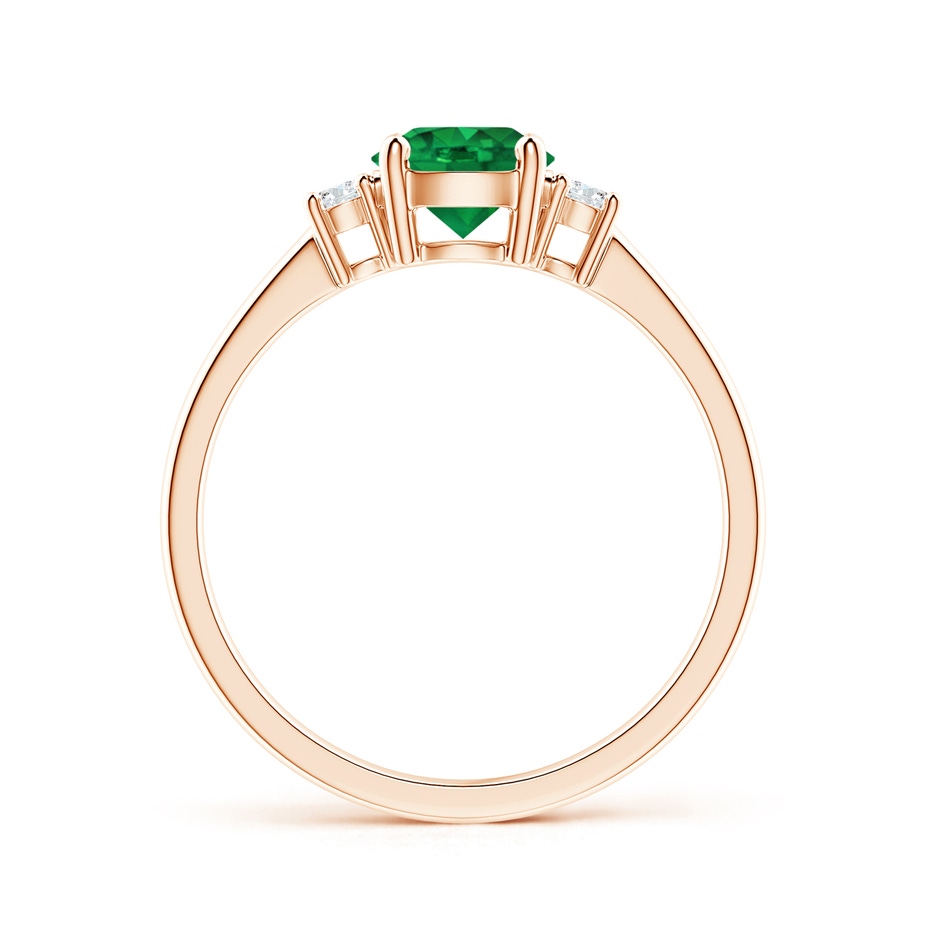 6mm AAA Prong-Set Round 3 Stone Emerald and Diamond Ring in Rose Gold side 199