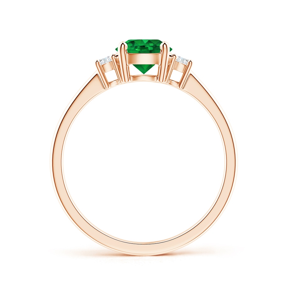 6mm AAAA Prong-Set Round 3 Stone Emerald and Diamond Ring in Rose Gold side 199