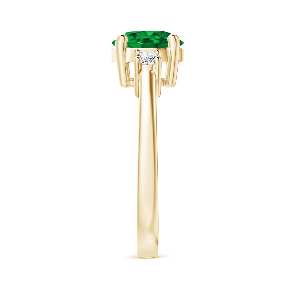 6mm AAAA Prong-Set Round 3 Stone Emerald and Diamond Ring in Yellow Gold side 299
