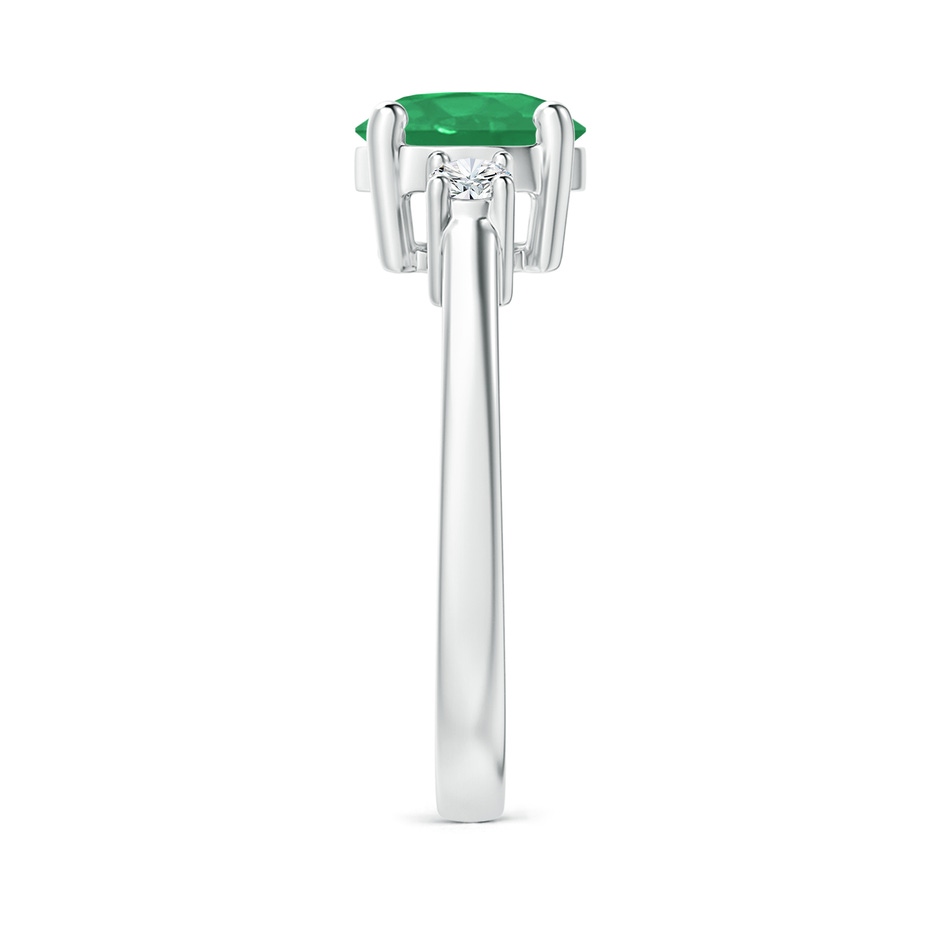7mm A Prong-Set Round 3 Stone Emerald and Diamond Ring in P950 Platinum side 299
