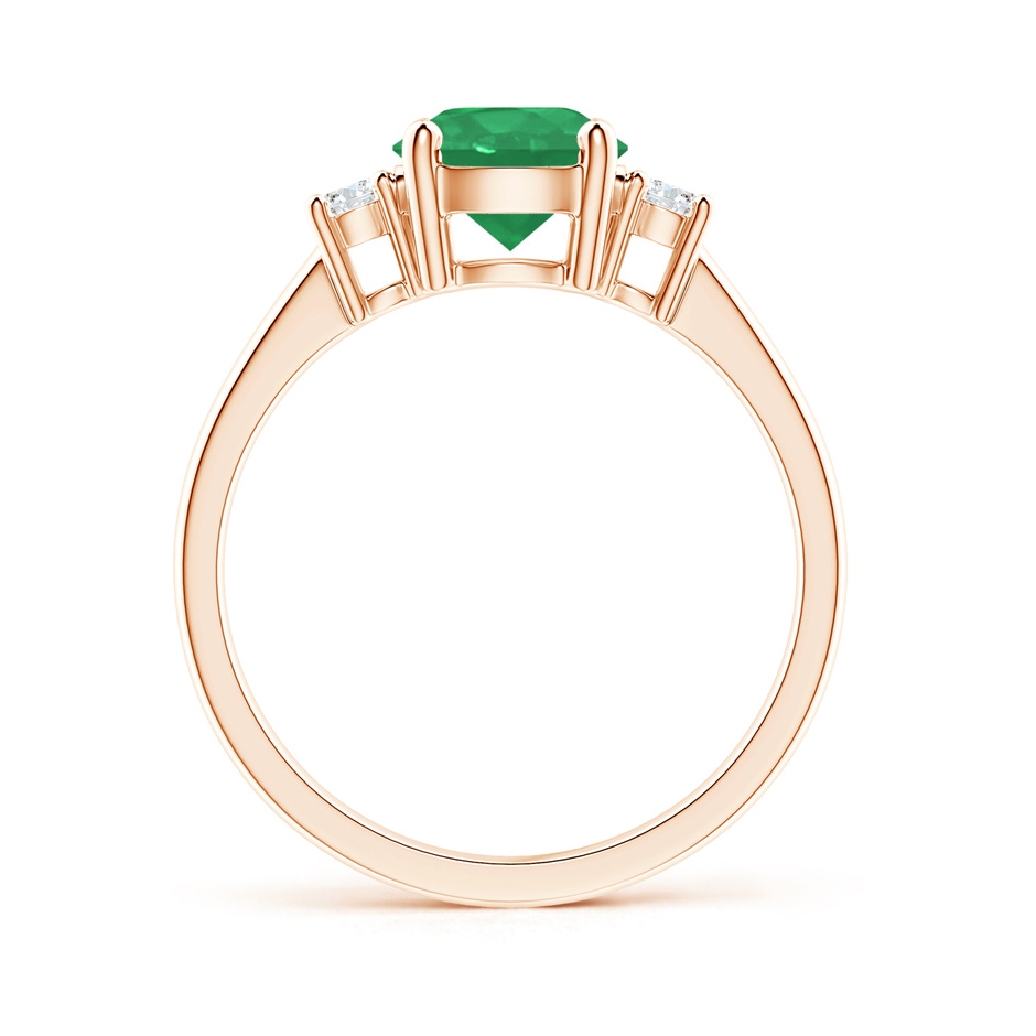 7mm A Prong-Set Round 3 Stone Emerald and Diamond Ring in Rose Gold side 199