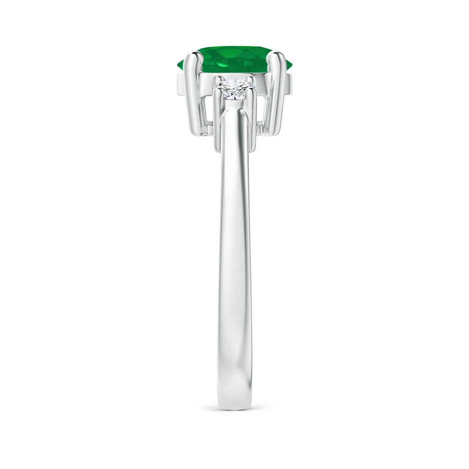 7mm AA Prong-Set Round 3 Stone Emerald and Diamond Ring in White Gold side 299