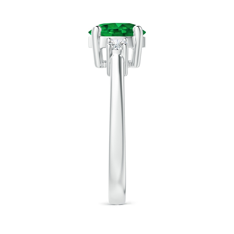 7mm AAAA Prong-Set Round 3 Stone Emerald and Diamond Ring in P950 Platinum side 299