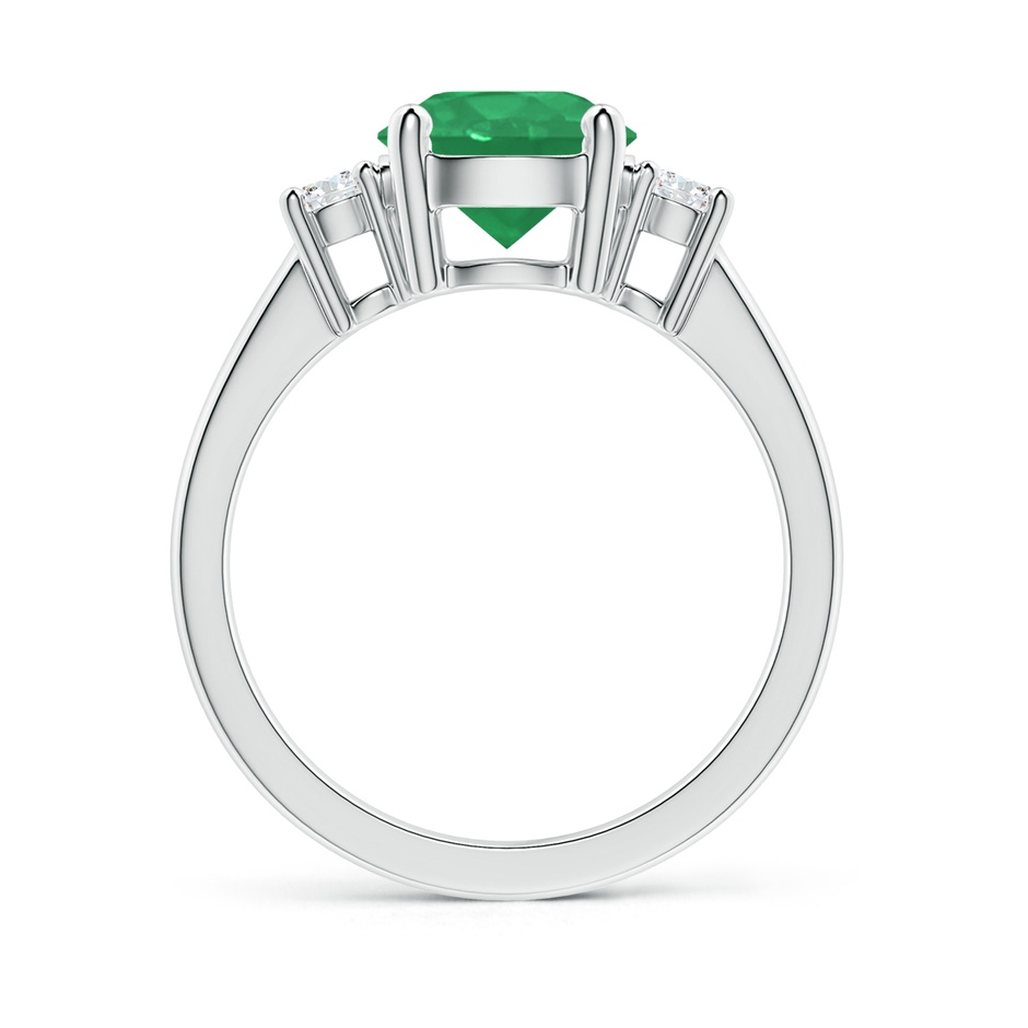 8mm A Prong-Set Round 3 Stone Emerald and Diamond Ring in P950 Platinum side 199