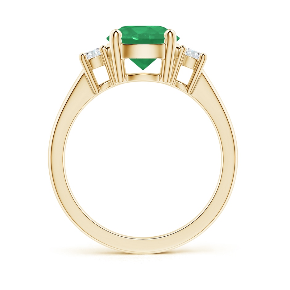 8mm A Prong-Set Round 3 Stone Emerald and Diamond Ring in Yellow Gold side 199