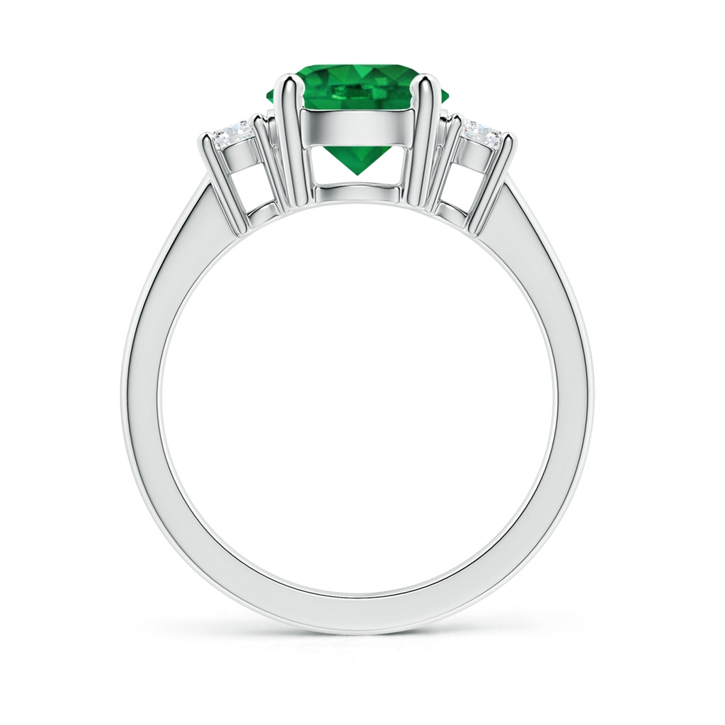 8mm AAA Prong-Set Round 3 Stone Emerald and Diamond Ring in White Gold Side 199