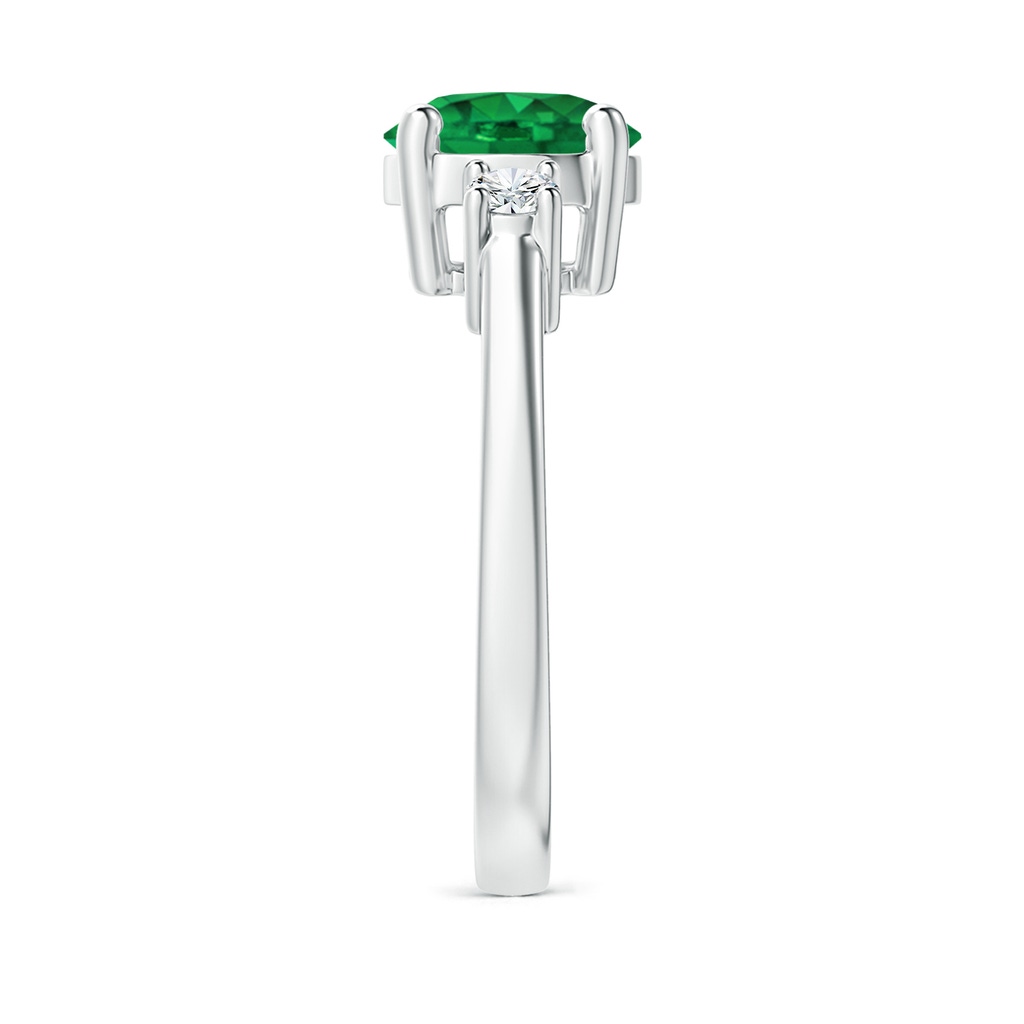8mm AAA Prong-Set Round 3 Stone Emerald and Diamond Ring in White Gold Side 299
