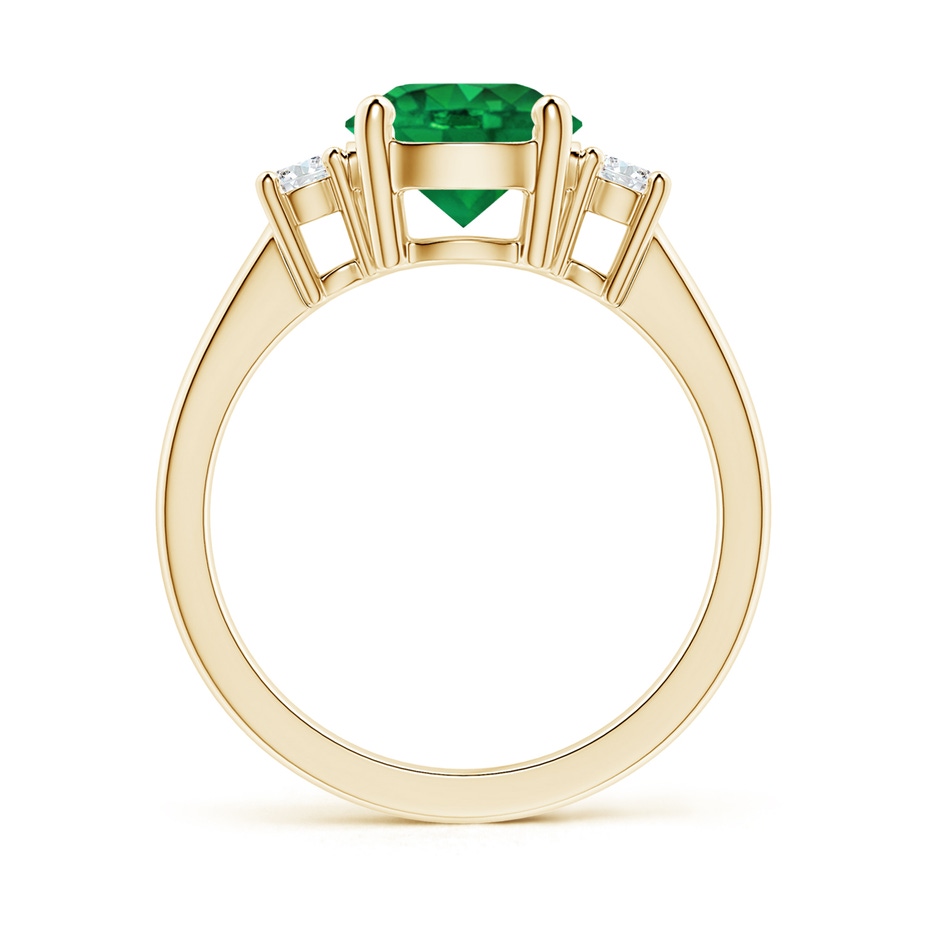 8mm AAA Prong-Set Round 3 Stone Emerald and Diamond Ring in Yellow Gold side 199