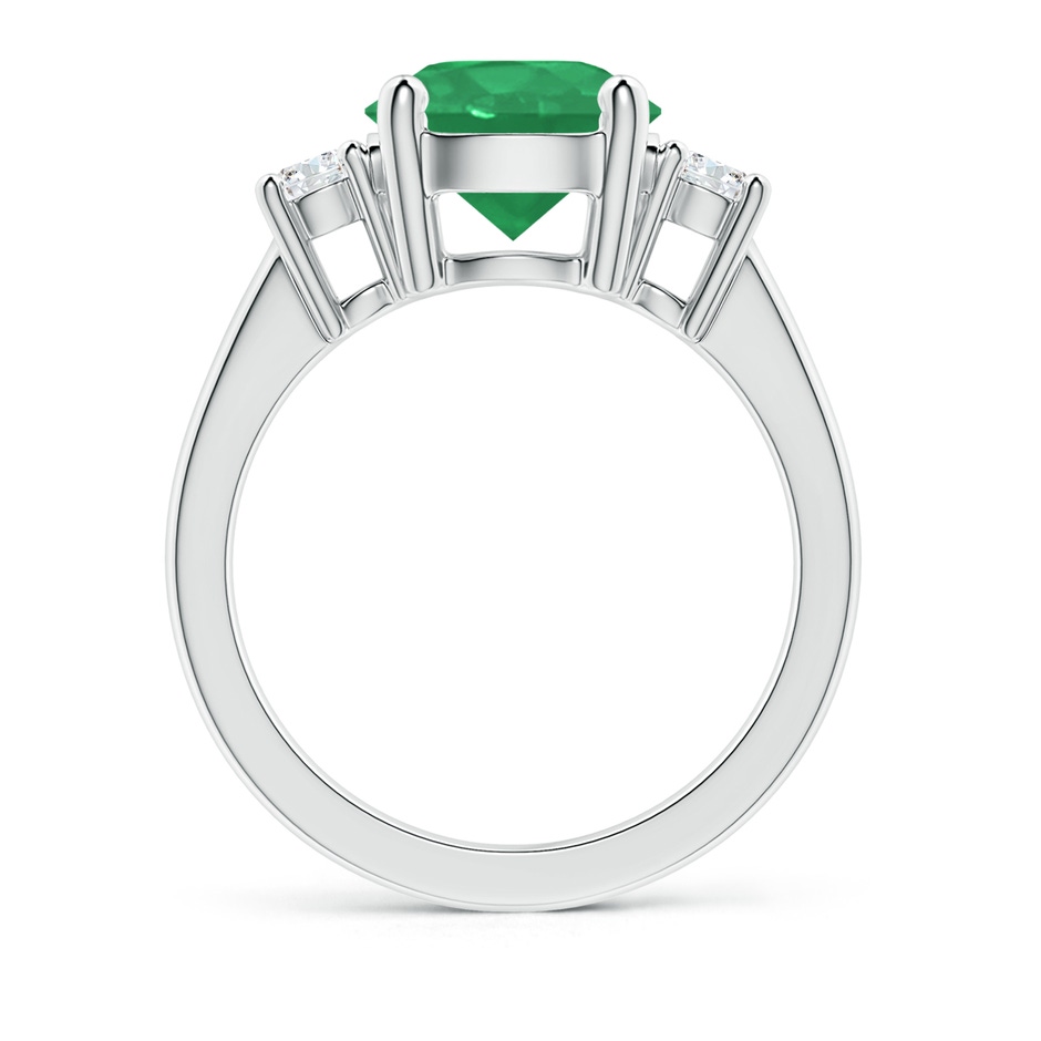 9mm A Prong-Set Round 3 Stone Emerald and Diamond Ring in P950 Platinum side 199