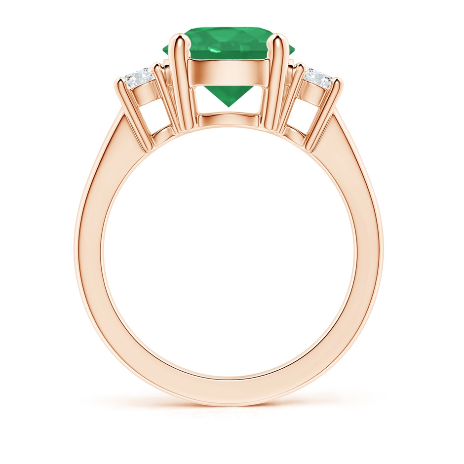 9mm A Prong-Set Round 3 Stone Emerald and Diamond Ring in Rose Gold side 199