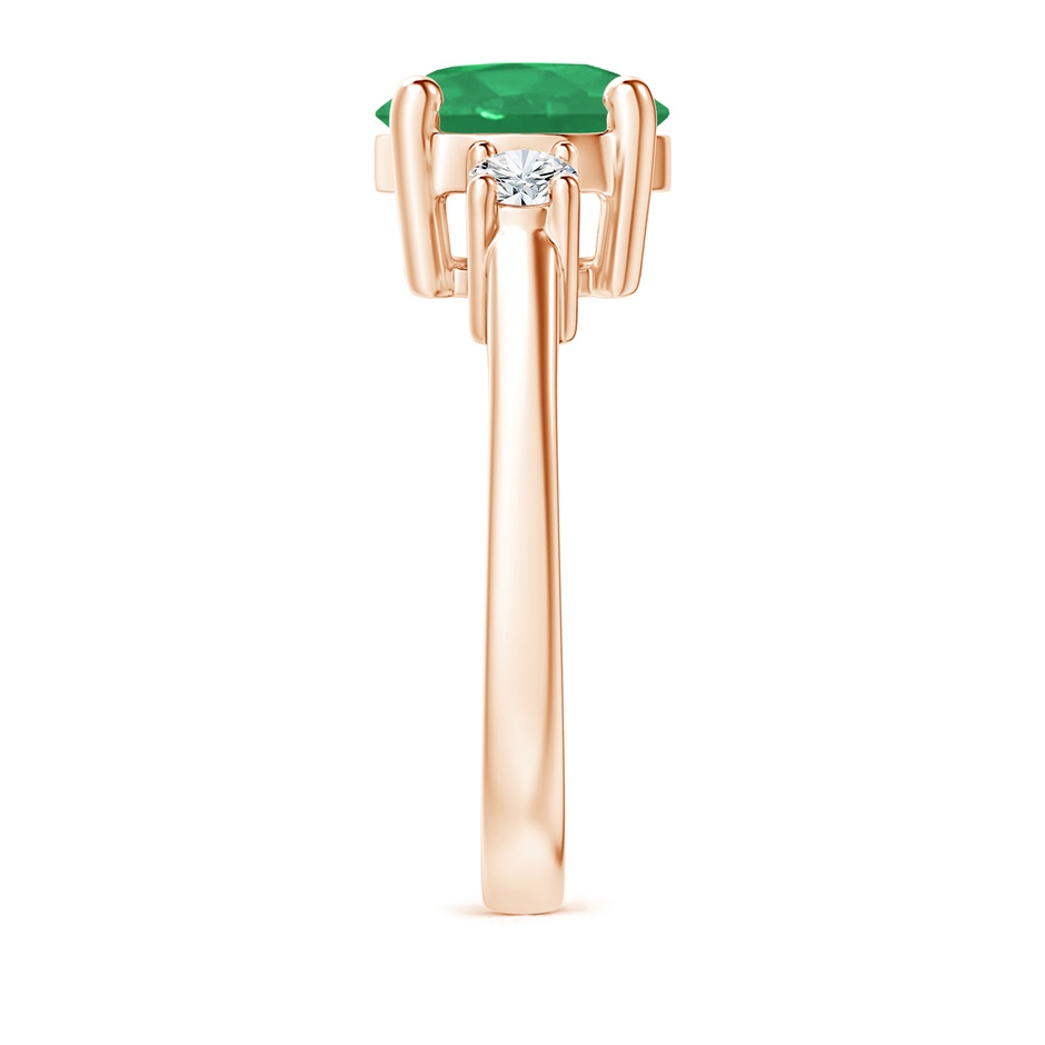 9mm A Prong-Set Round 3 Stone Emerald and Diamond Ring in Rose Gold side 299