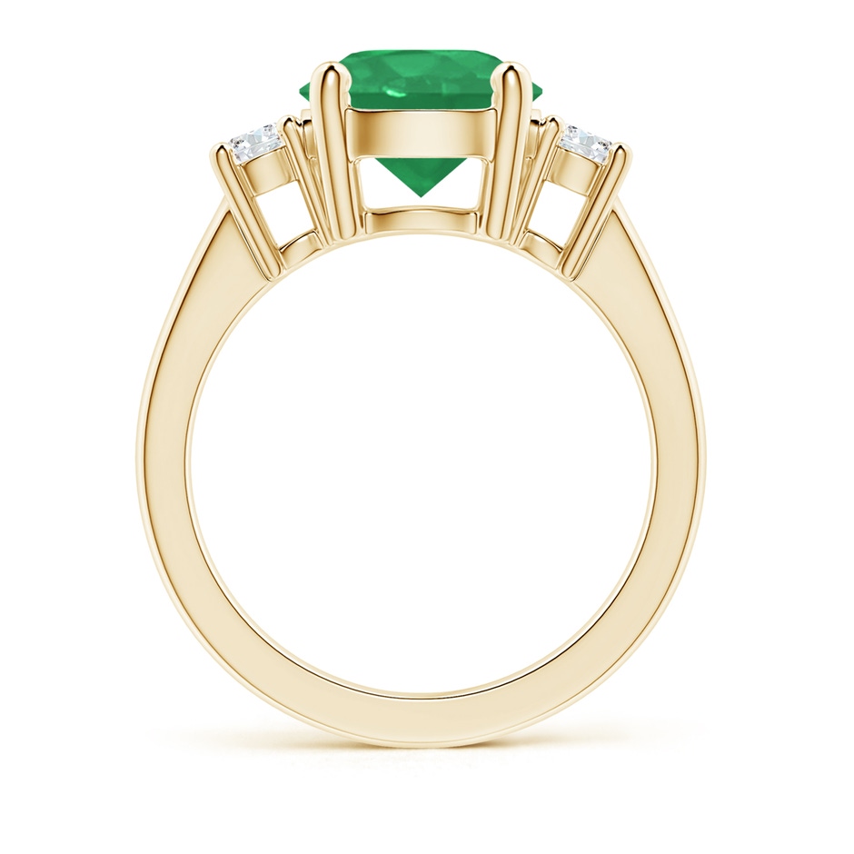 9mm A Prong-Set Round 3 Stone Emerald and Diamond Ring in Yellow Gold side 199