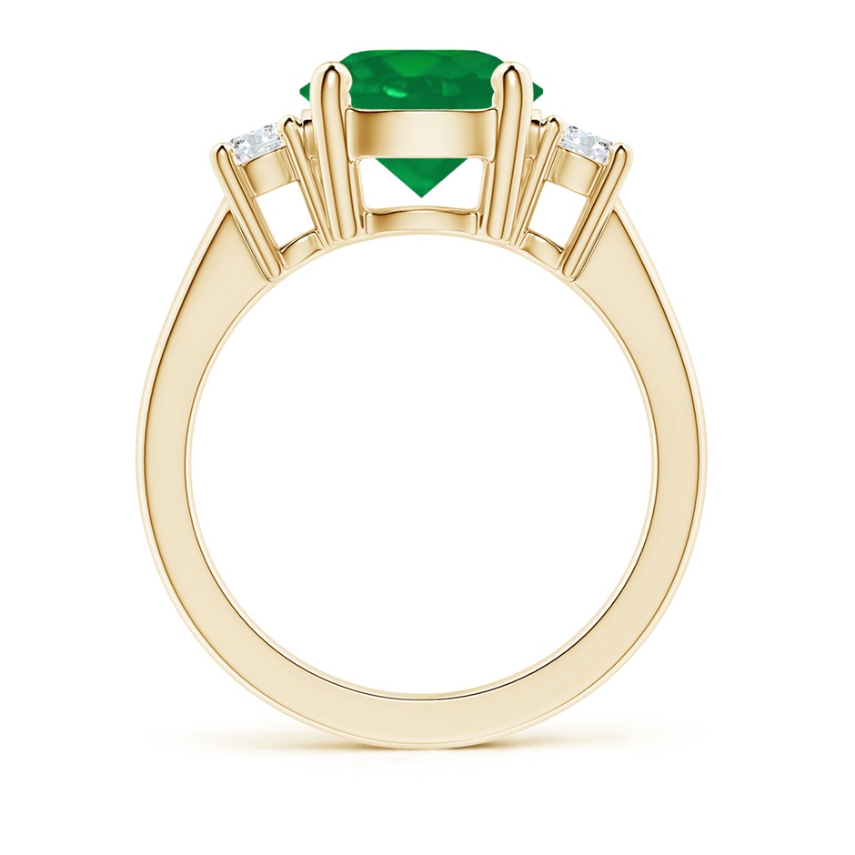 9mm AA Prong-Set Round 3 Stone Emerald and Diamond Ring in Yellow Gold side 199
