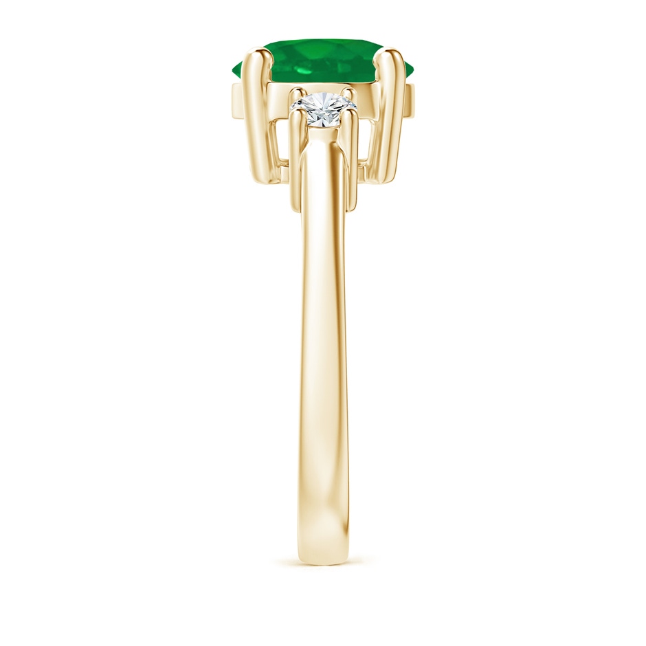 9mm AA Prong-Set Round 3 Stone Emerald and Diamond Ring in Yellow Gold side 299