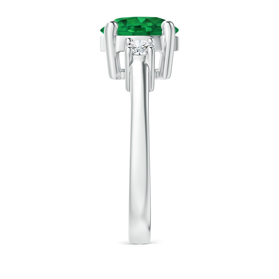 9mm AAA Prong-Set Round 3 Stone Emerald and Diamond Ring in P950 Platinum side 299