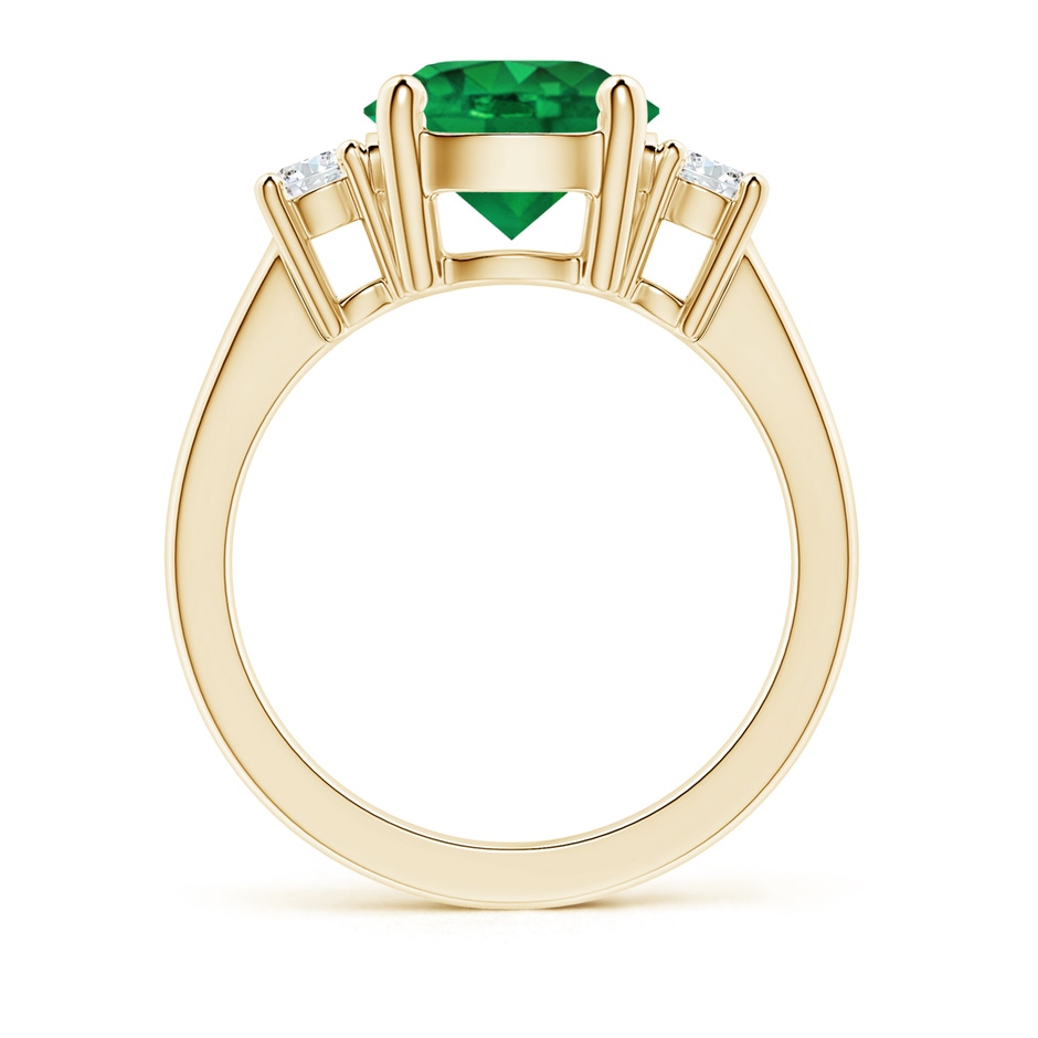 9mm AAA Prong-Set Round 3 Stone Emerald and Diamond Ring in Yellow Gold side 199