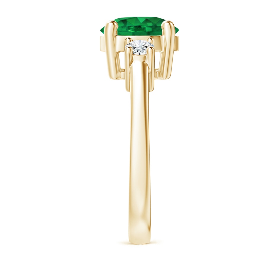 9mm AAA Prong-Set Round 3 Stone Emerald and Diamond Ring in Yellow Gold side 299
