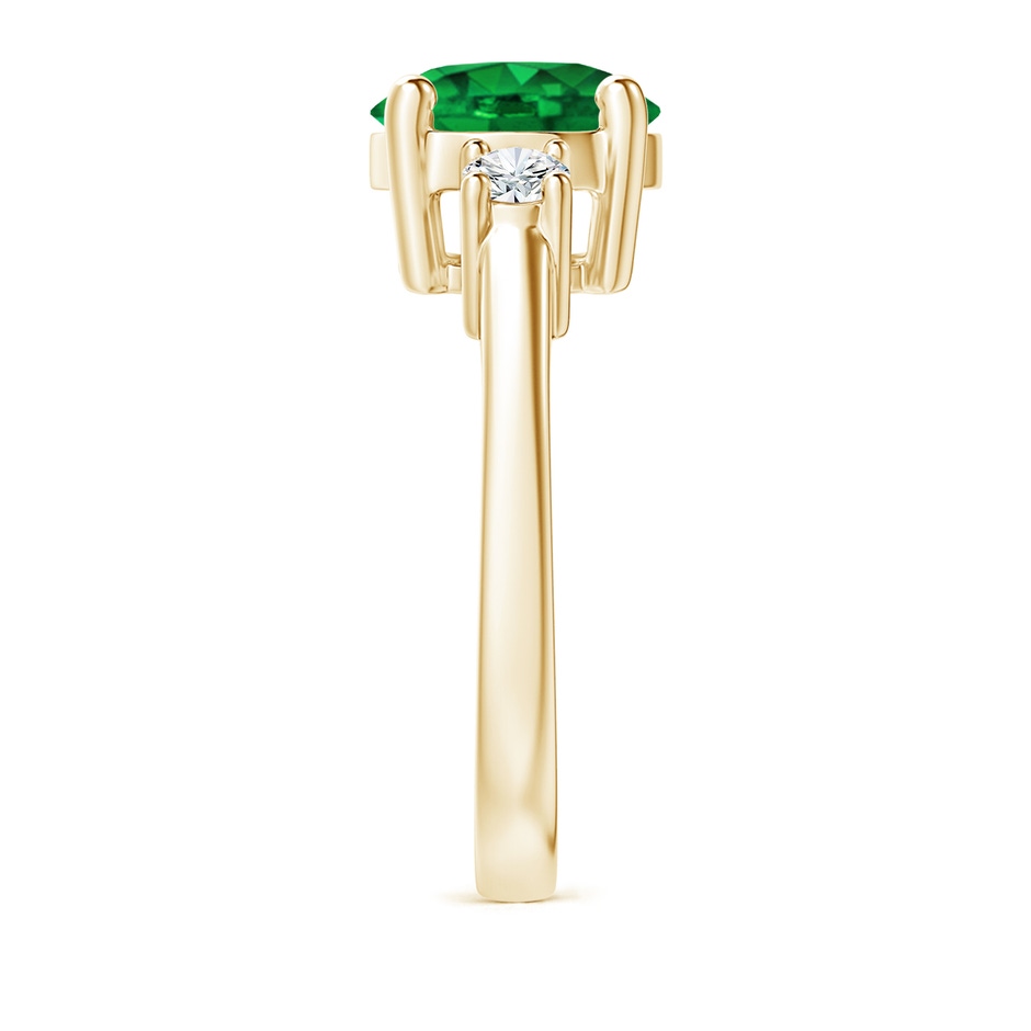 9mm AAAA Prong-Set Round 3 Stone Emerald and Diamond Ring in Yellow Gold side 299