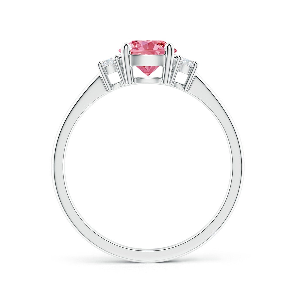 6.2mm AAAA Prong-Set Round 3 Stone Fancy Intense Pink and White Diamond Ring in P950 Platinum - side 199