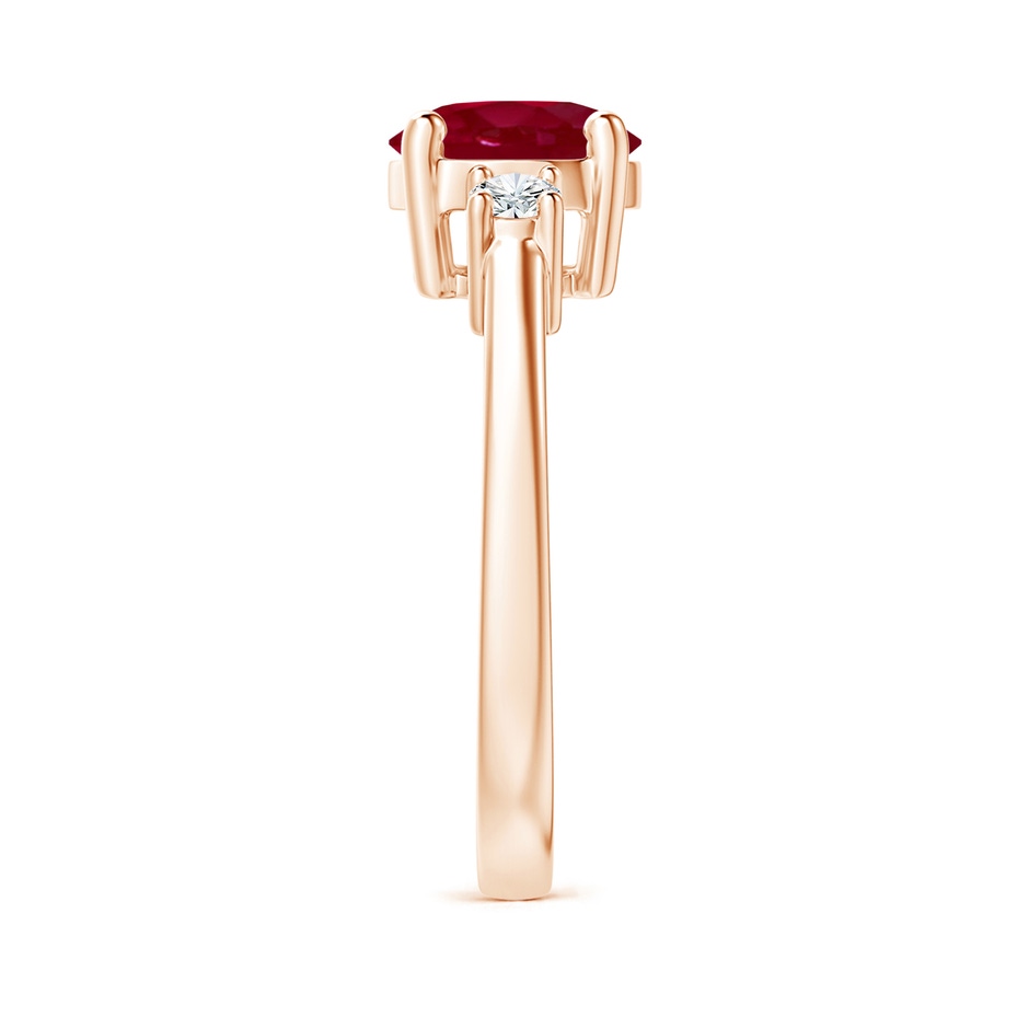 7mm AA Prong-Set Round 3 Stone Ruby and Diamond Ring in Rose Gold side 299