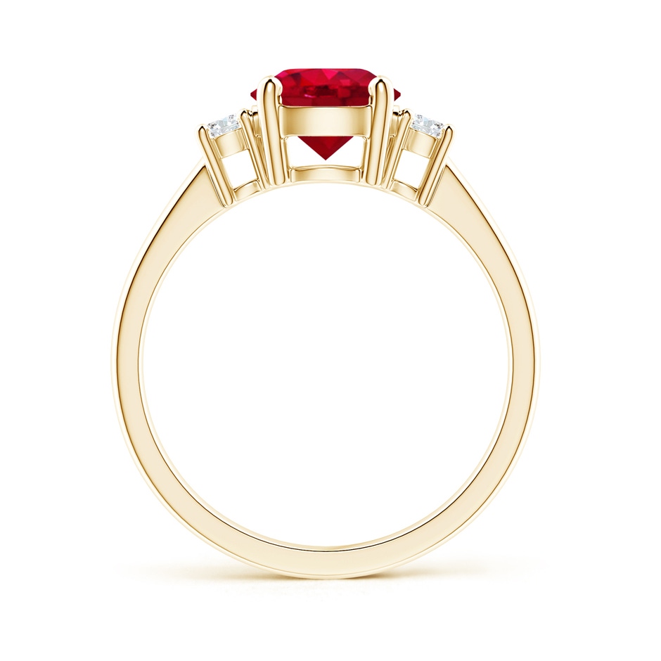 7mm AAA Prong-Set Round 3 Stone Ruby and Diamond Ring in Yellow Gold side 199
