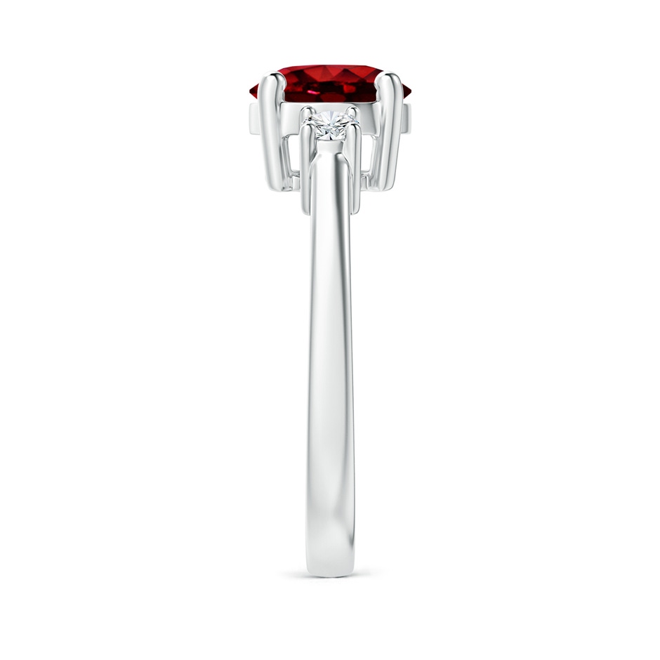 7mm AAAA Prong-Set Round 3 Stone Ruby and Diamond Ring in P950 Platinum side 299