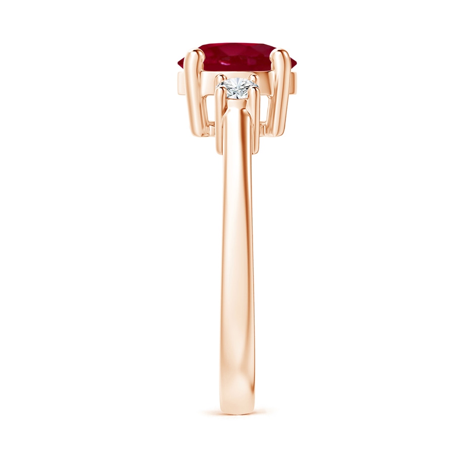 8mm AA Prong-Set Round 3 Stone Ruby and Diamond Ring in Rose Gold side 299