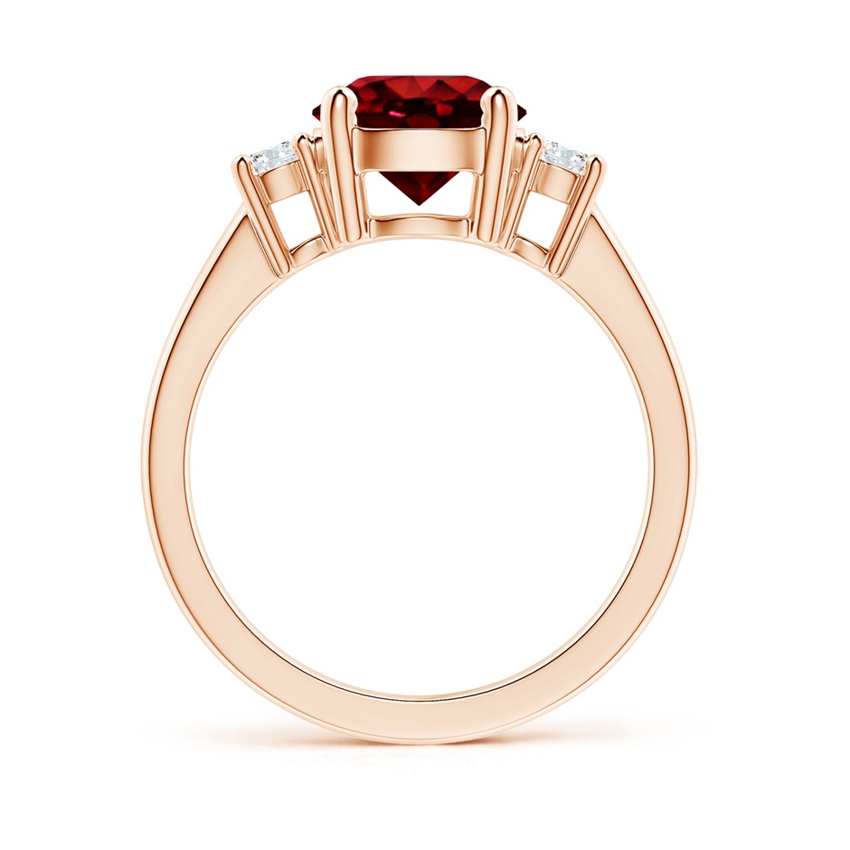 8mm AAAA Prong-Set Round 3 Stone Ruby and Diamond Ring in Rose Gold side 199