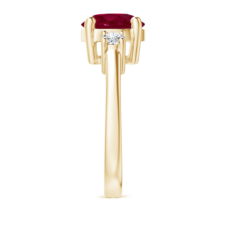 9mm A Prong-Set Round 3 Stone Ruby and Diamond Ring in Yellow Gold side 299