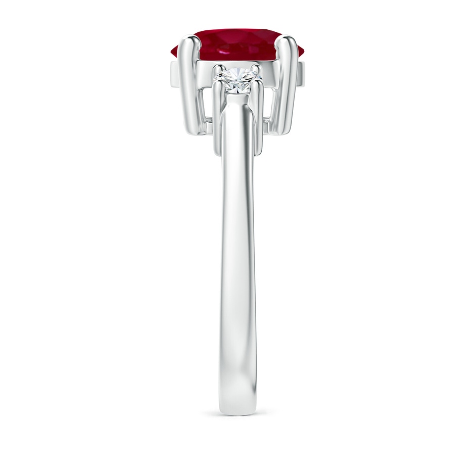 9mm AA Prong-Set Round 3 Stone Ruby and Diamond Ring in S999 Silver side 299
