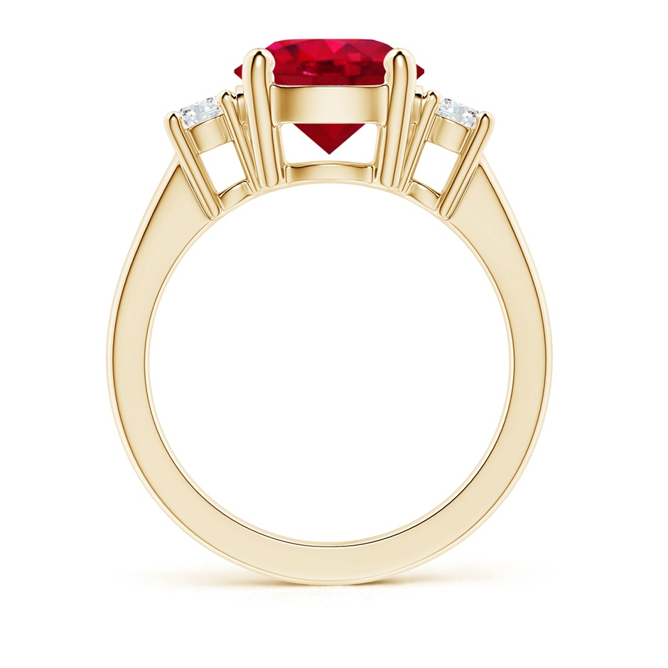 9mm AAA Prong-Set Round 3 Stone Ruby and Diamond Ring in Yellow Gold side 199