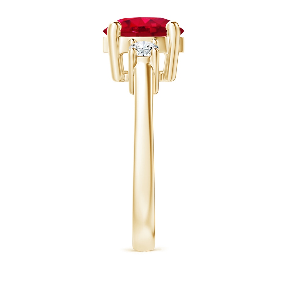 9mm AAA Prong-Set Round 3 Stone Ruby and Diamond Ring in Yellow Gold side 299