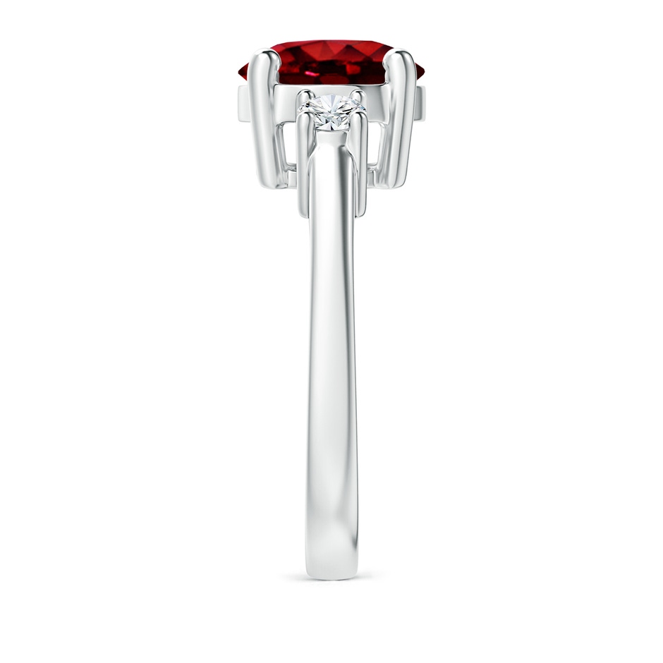 9mm AAAA Prong-Set Round 3 Stone Ruby and Diamond Ring in P950 Platinum side 299