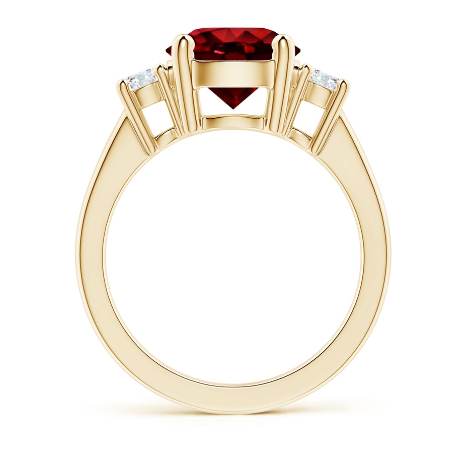 9mm AAAA Prong-Set Round 3 Stone Ruby and Diamond Ring in Yellow Gold side 199