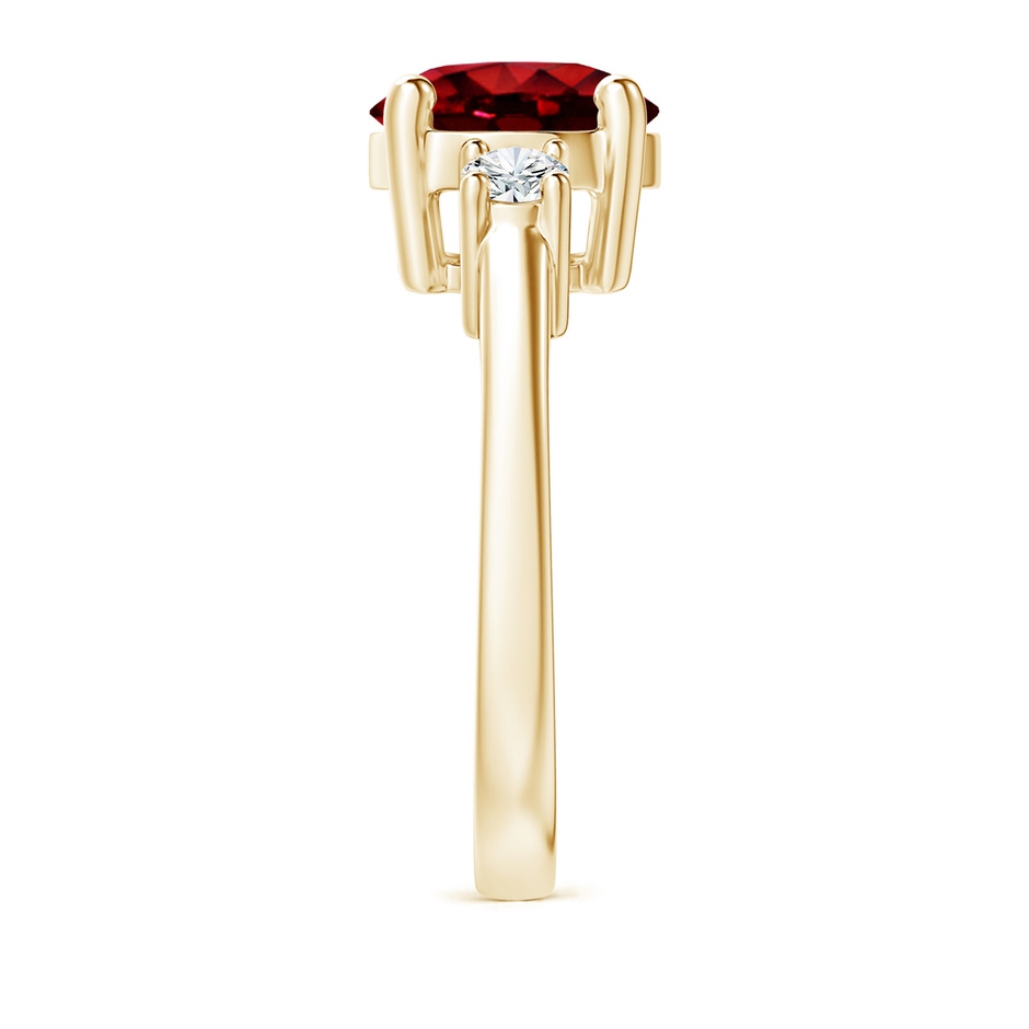 9mm AAAA Prong-Set Round 3 Stone Ruby and Diamond Ring in Yellow Gold side 299