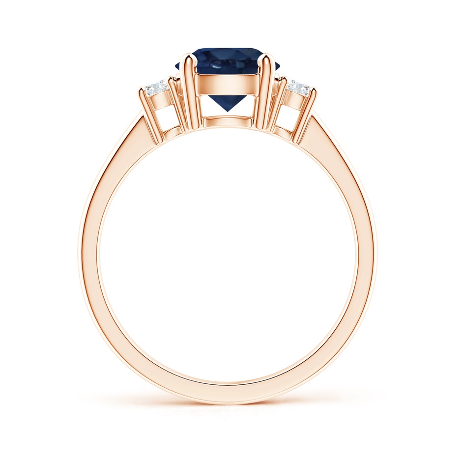 7mm AA Prong-Set Round 3 Stone Blue Sapphire and Diamond Ring in Rose Gold side 199