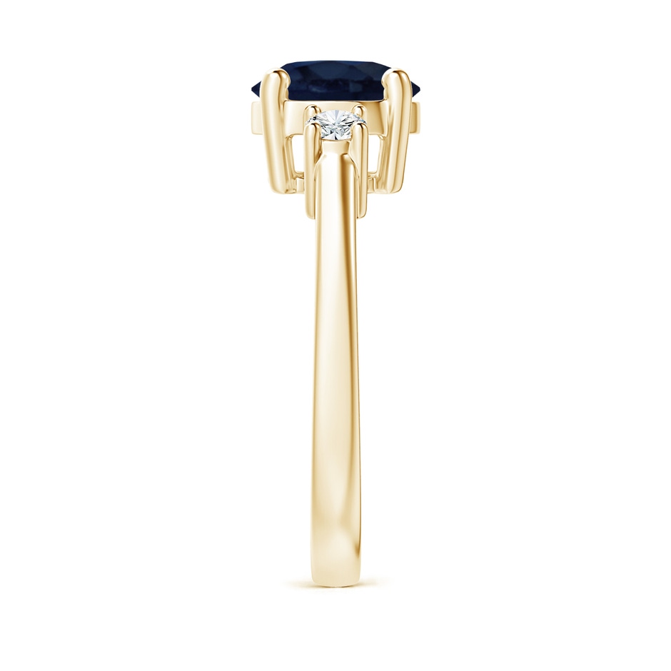 8mm A Prong-Set Round 3 Stone Blue Sapphire and Diamond Ring in 18K Yellow Gold side 299