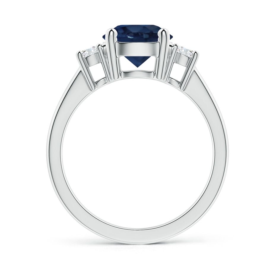 8mm AA Prong-Set Round 3 Stone Blue Sapphire and Diamond Ring in P950 Platinum side 199