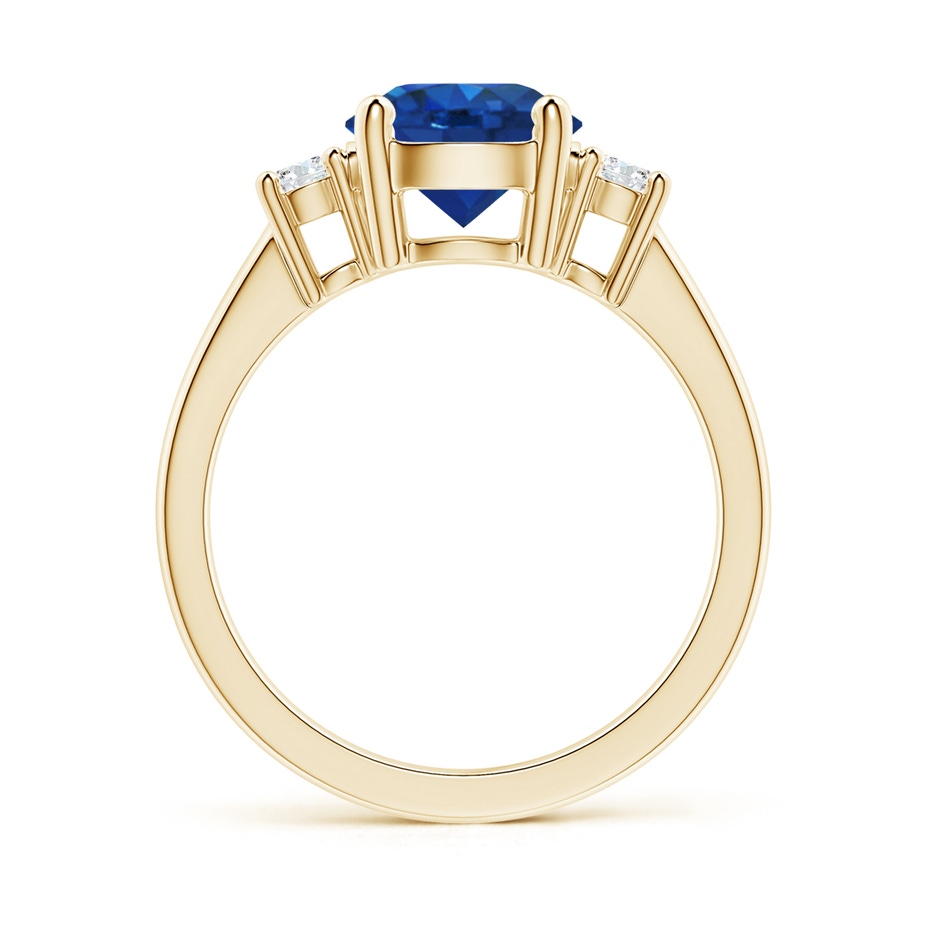 8mm AAA Prong-Set Round 3 Stone Blue Sapphire and Diamond Ring in Yellow Gold side 199