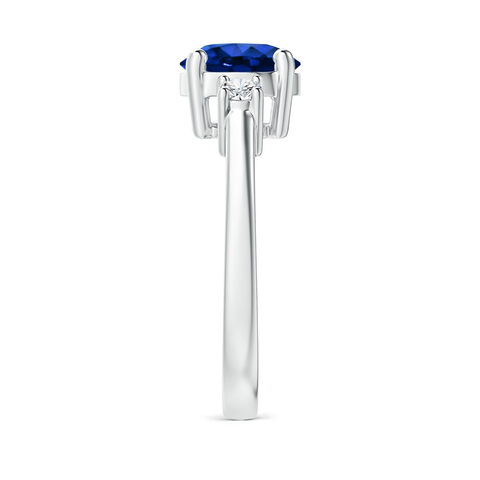 8mm Lab-Grown Prong-Set Round 3 Stone Blue Sapphire and Diamond Ring in 18K White Gold side 299